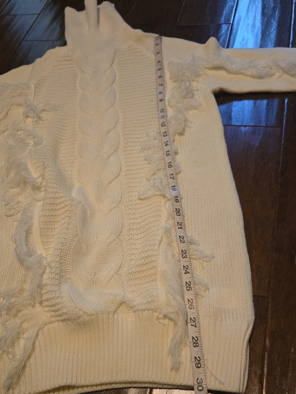 BTFBM Cream Knit Fringe Turtleneck Sweater Size S - Picture 8 of 9